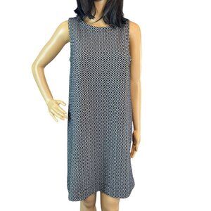 LOFT Sleeveless Knit Chevron Shift Dress in Black/White Size Small